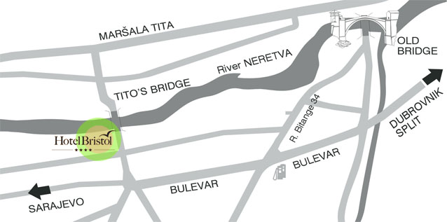 map hotel bristol mostar